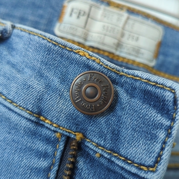 Free People Distressed Medium Wash High Waisted Ankle Cropped Skinny Jeans 26 - Picture 10 of 14